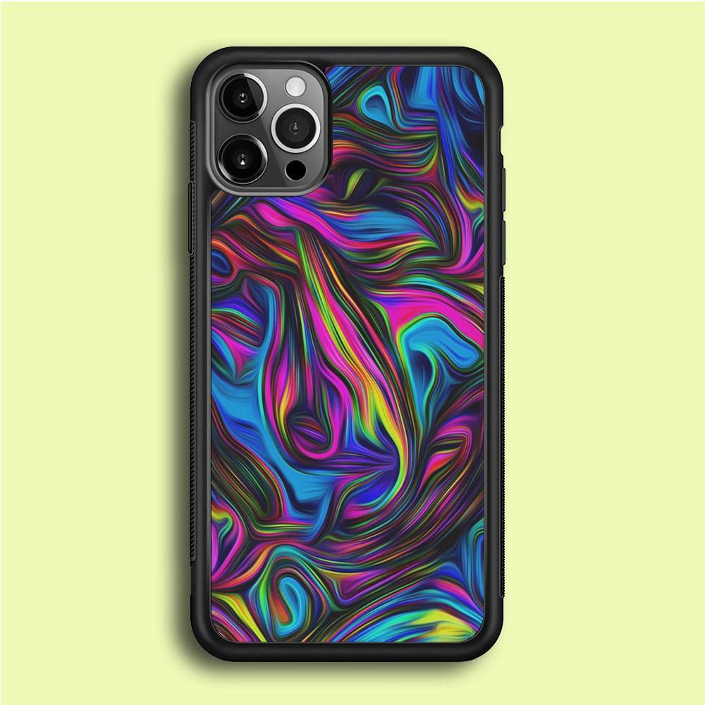 Art Abstract Color Rainbow iPhone 12 Pro Case-Rubber / Black (2D Case)-Xtracase