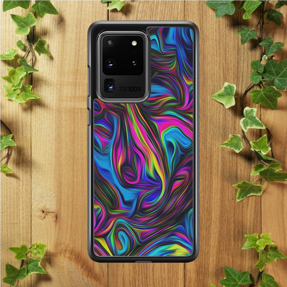 Art Abstract Color Rainbow Samsung Galaxy S20 Ultra Case-Rubber / Black (2D Case)-Xtracase