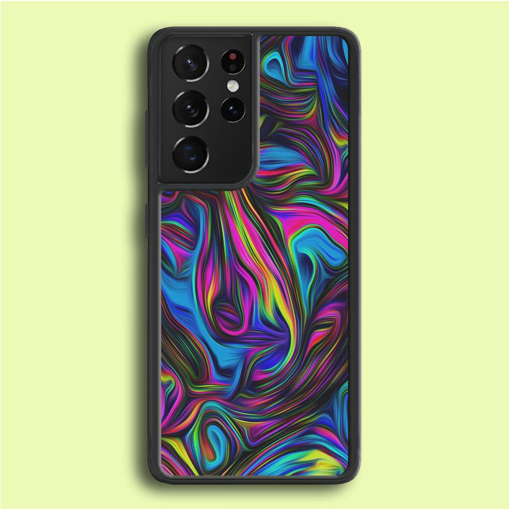 Art Abstract Color Rainbow Samsung Galaxy S21 Ultra Case-Rubber / Black (2D Case)-Xtracase
