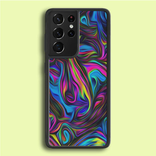 Art Abstract Color Rainbow Samsung Galaxy S21 Ultra Case-Rubber / Black (2D Case)-Xtracase