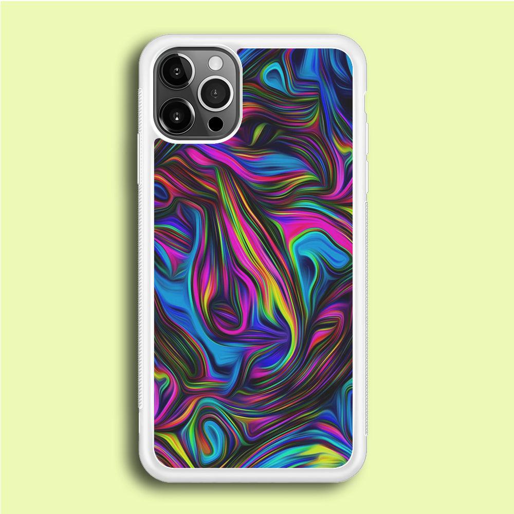 Art Abstract Color Rainbow iPhone 12 Pro Case-Rubber / White (2D Case)-Xtracase