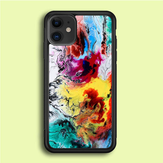 Art Abstract Painting Multicolor iPhone 12 Case-Rubber / Black (2D Case)-Xtracase