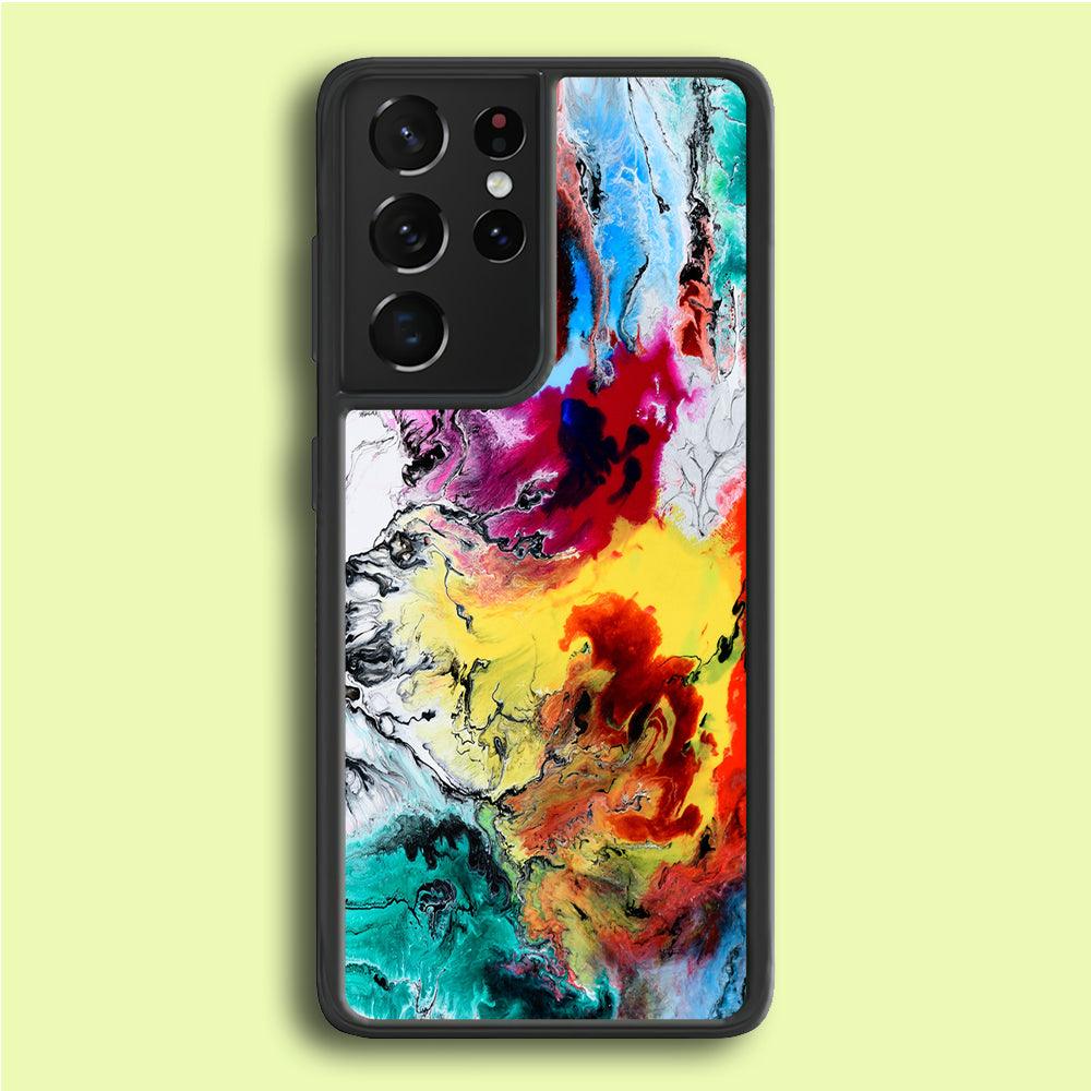 Art Abstract Painting Multicolor Samsung Galaxy S21 Ultra Case-Rubber / White (2D Case)-Xtracase