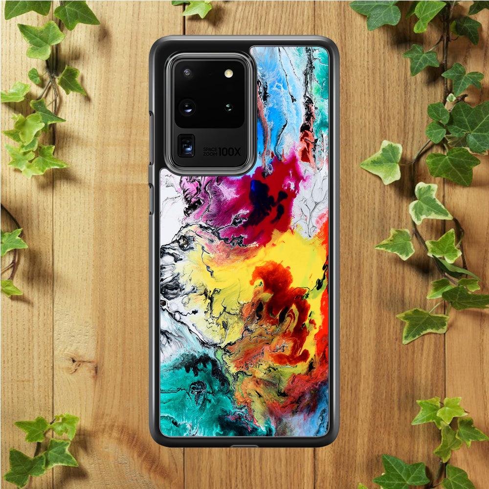 Art Abstract Painting Multicolor Samsung Galaxy S20 Ultra Case-Rubber / White (2D Case)-Xtracase