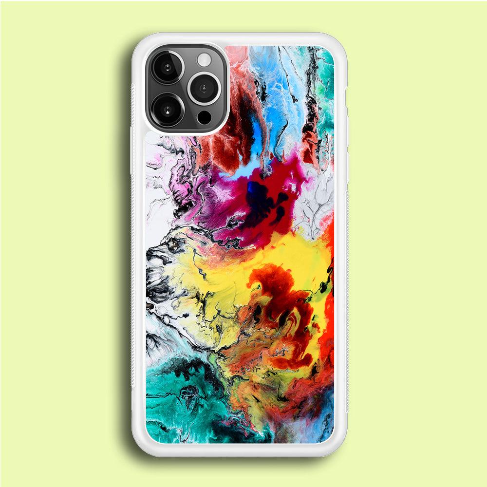 Art Abstract Painting Multicolor iPhone 12 Pro Case-Rubber / White (2D Case)-Xtracase
