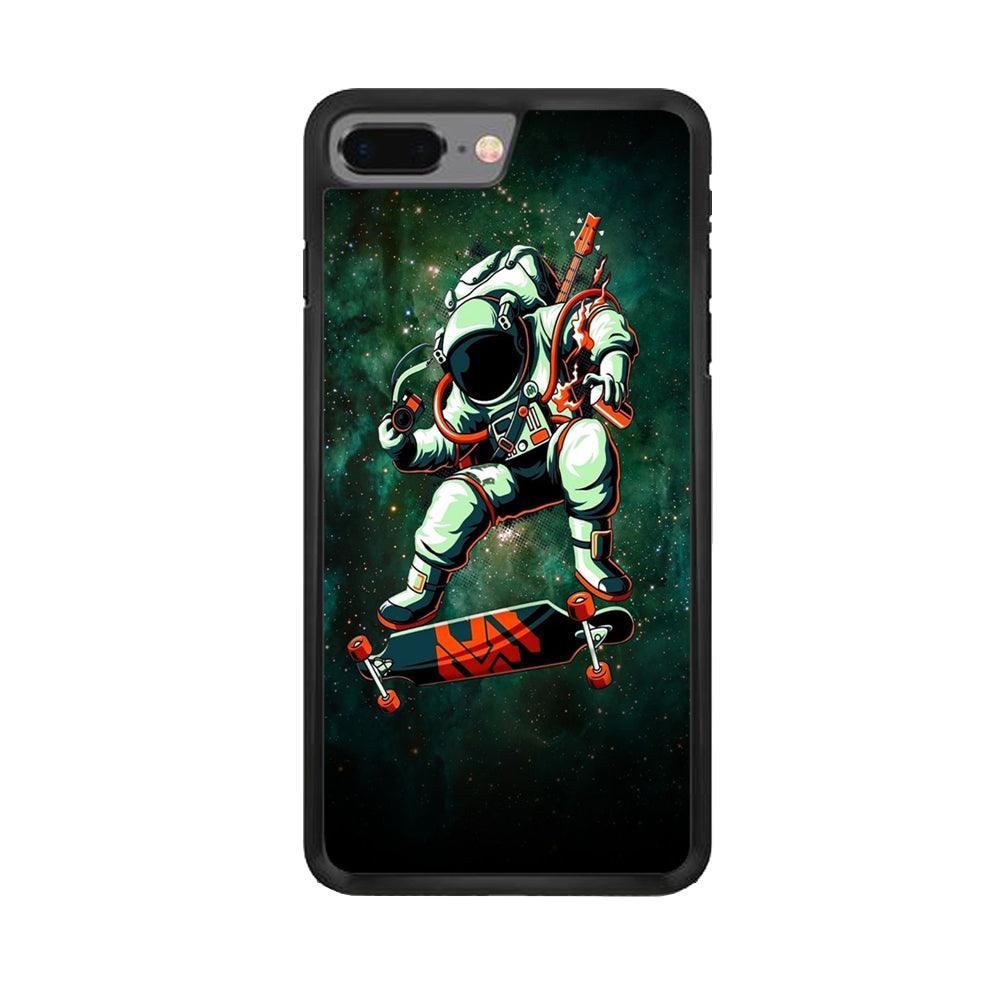 Astronaut Play Skateboard iPhone 7 Plus Case-Rubber / Black (2D Case)-Xtracase