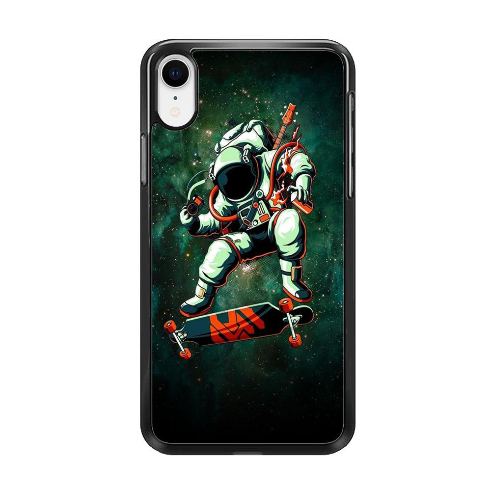 Astronaut Play Skateboard iPhone XR Case-Rubber / Black (2D Case)-Xtracase