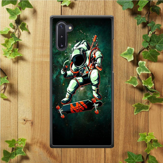 Astronaut Play Skateboard Samsung Galaxy Note 10 Case-Rubber / Black (2D Case)-Xtracase