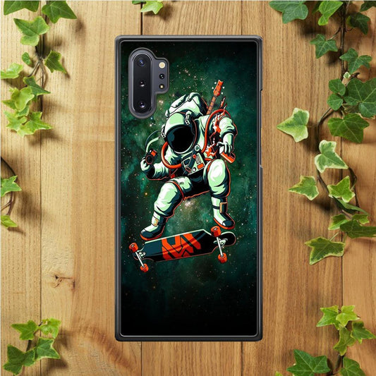 Astronaut Play Skateboard Samsung Galaxy Note 10 Plus Case-Rubber / Black (2D Case)-Xtracase
