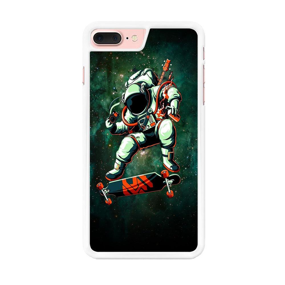 Astronaut Play Skateboard iPhone 7 Plus Case-Rubber / White (2D Case)-Xtracase