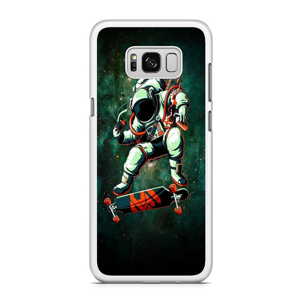 Astronaut Play Skateboard Samsung Galaxy S8 Case-Rubber / White (2D Case)-Xtracase
