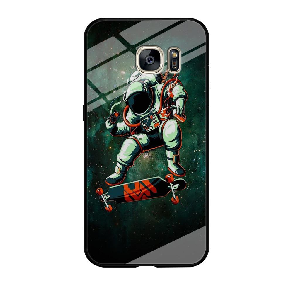 Astronaut Play Skateboard Samsung Galaxy S7 Edge Case-Tempered Glass Case-Xtracase