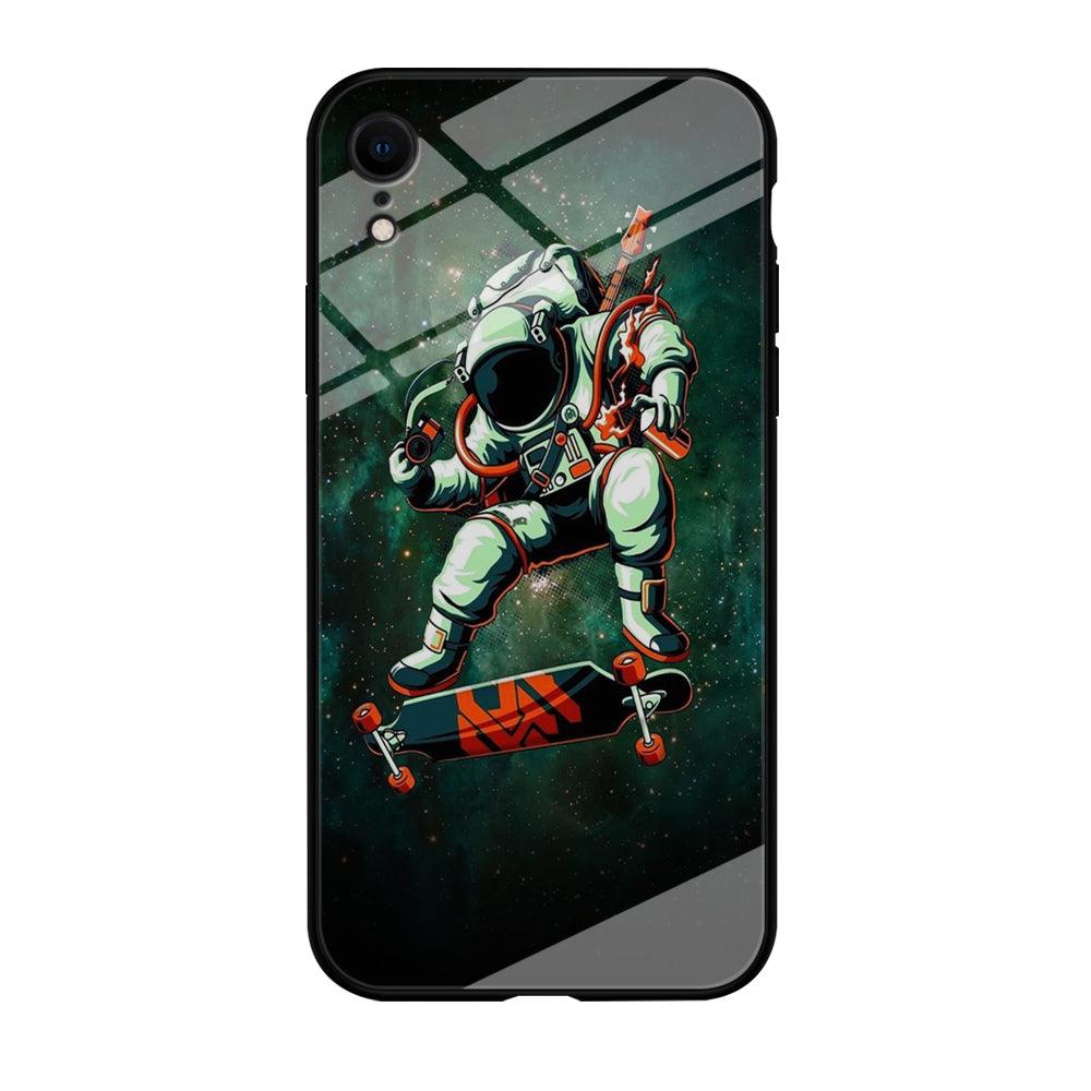 Astronaut Play Skateboard iPhone XR Case-Tempered Glass Case-Xtracase