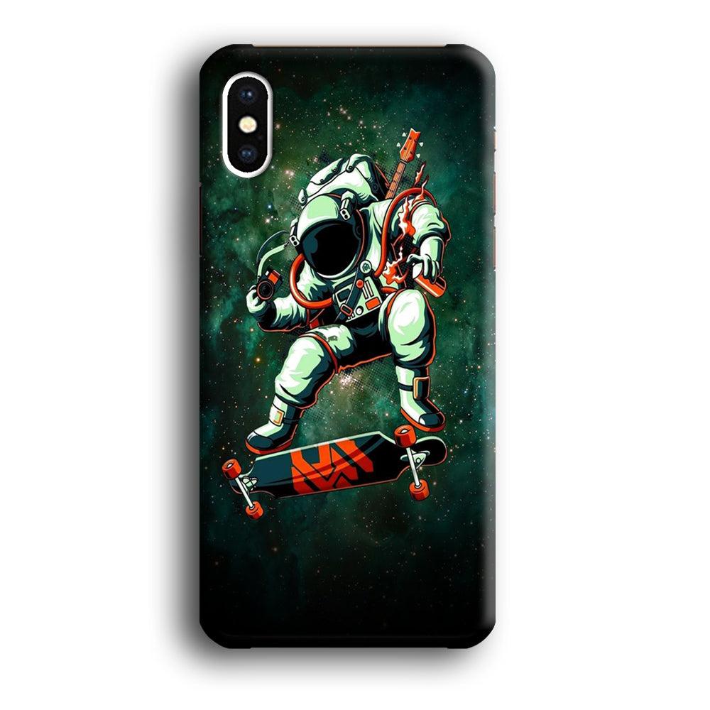 Astronaut Play Skateboard iPhone X Case-Plastic / Full Wrap (3D Case)-Xtracase