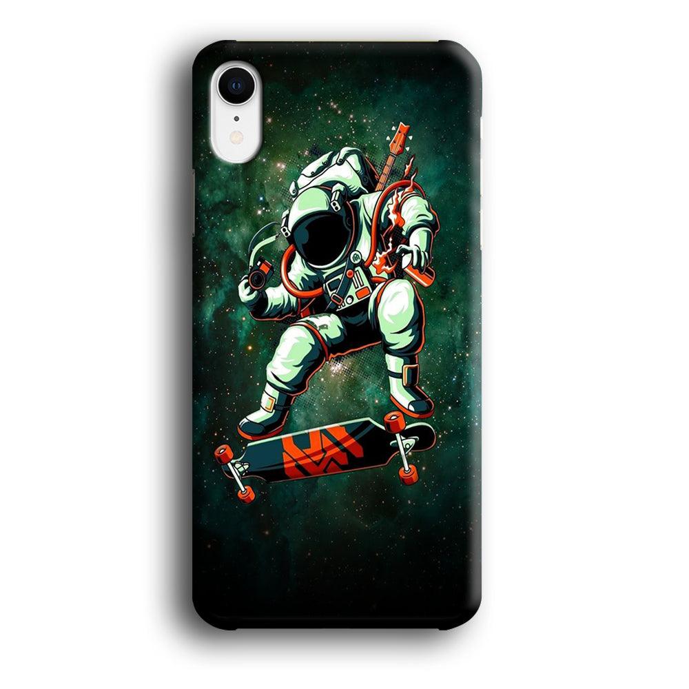 Astronaut Play Skateboard iPhone XR Case-Plastic / Full Wrap (3D Case)-Xtracase