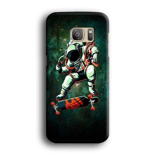 Astronaut Play Skateboard Samsung Galaxy S7 Edge Case-Plastic / Full Wrap (3D Case)-Xtracase