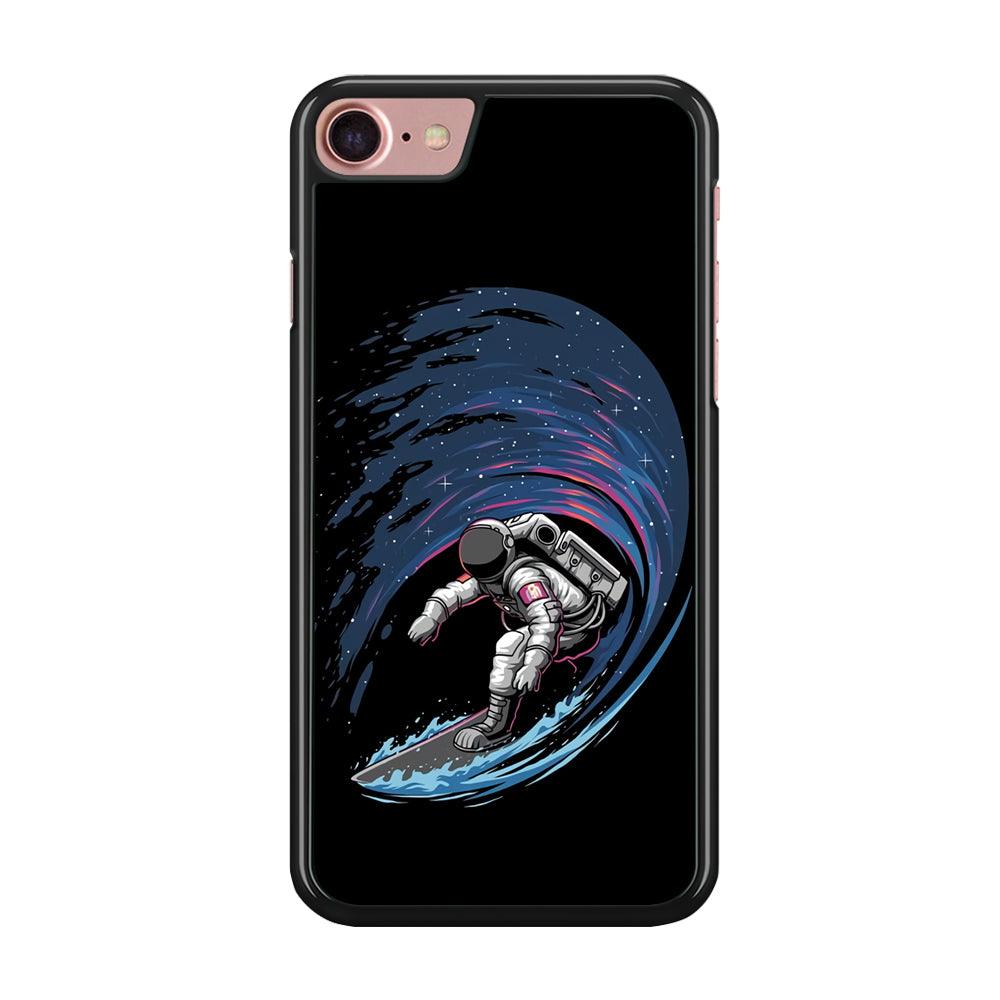 Astronaut Surfing The Sky iPhone 8 Case-Rubber / Black (2D Case)-Xtracase
