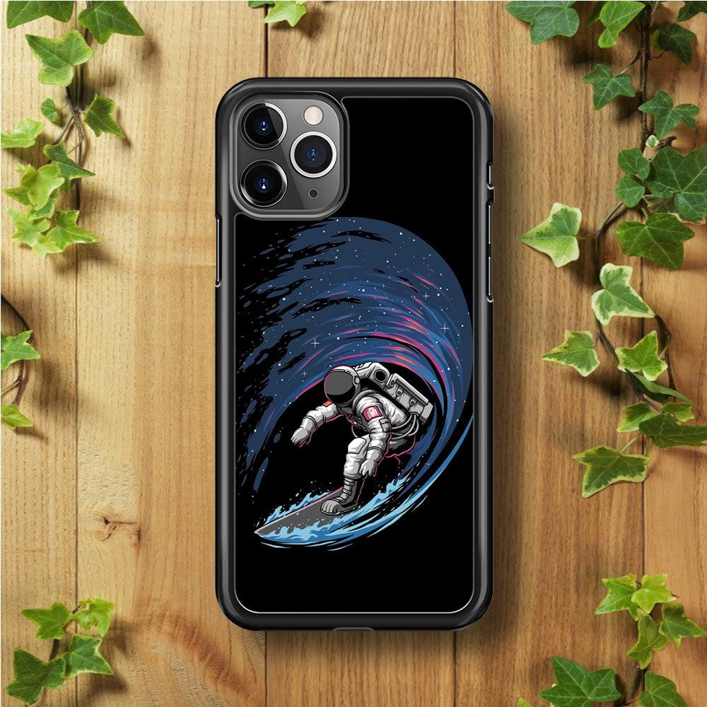 Astronaut Surfing The Sky iPhone 11 Pro Case-Rubber / Black (2D Case)-Xtracase