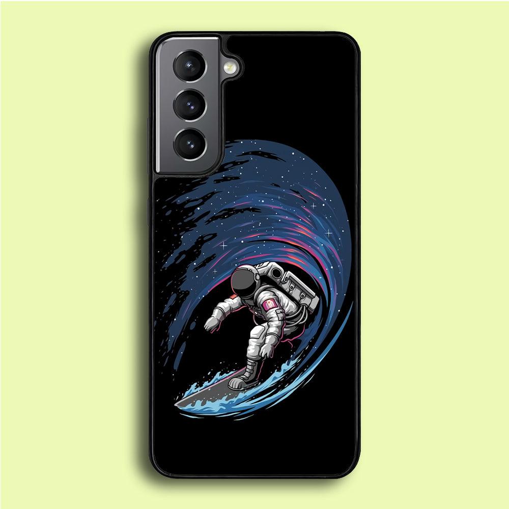 Astronaut Surfing The Sky Samsung Galaxy S21 Case-Rubber / White (2D Case)-Xtracase