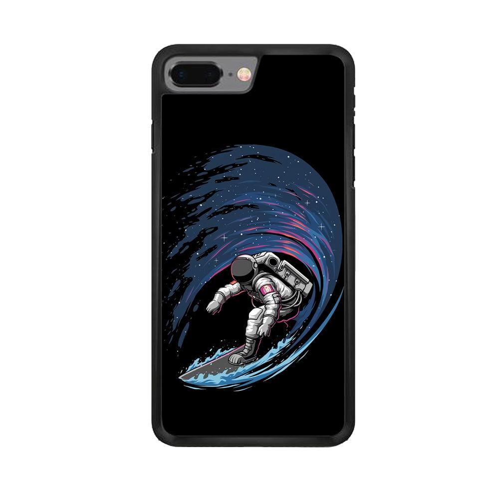 Astronaut Surfing The Sky iPhone 8 Plus Case-Rubber / Black (2D Case)-Xtracase