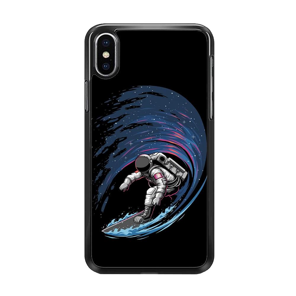 Astronaut Surfing The Sky iPhone X Case-Rubber / Black (2D Case)-Xtracase