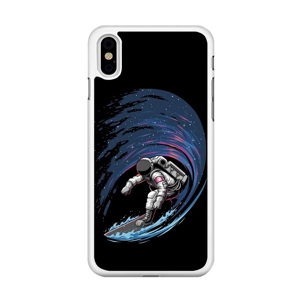 Astronaut Surfing The Sky iPhone X Case-Rubber / White (2D Case)-Xtracase