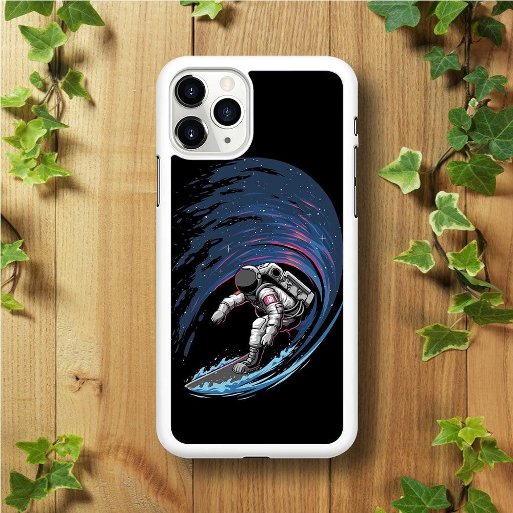 Astronaut Surfing The Sky iPhone 11 Pro Case-Rubber / White (2D Case)-Xtracase