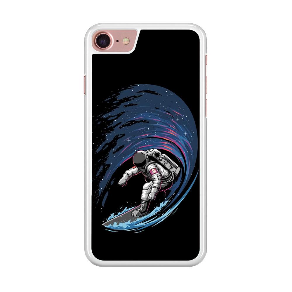 Astronaut Surfing The Sky iPhone 8 Case-Rubber / White (2D Case)-Xtracase