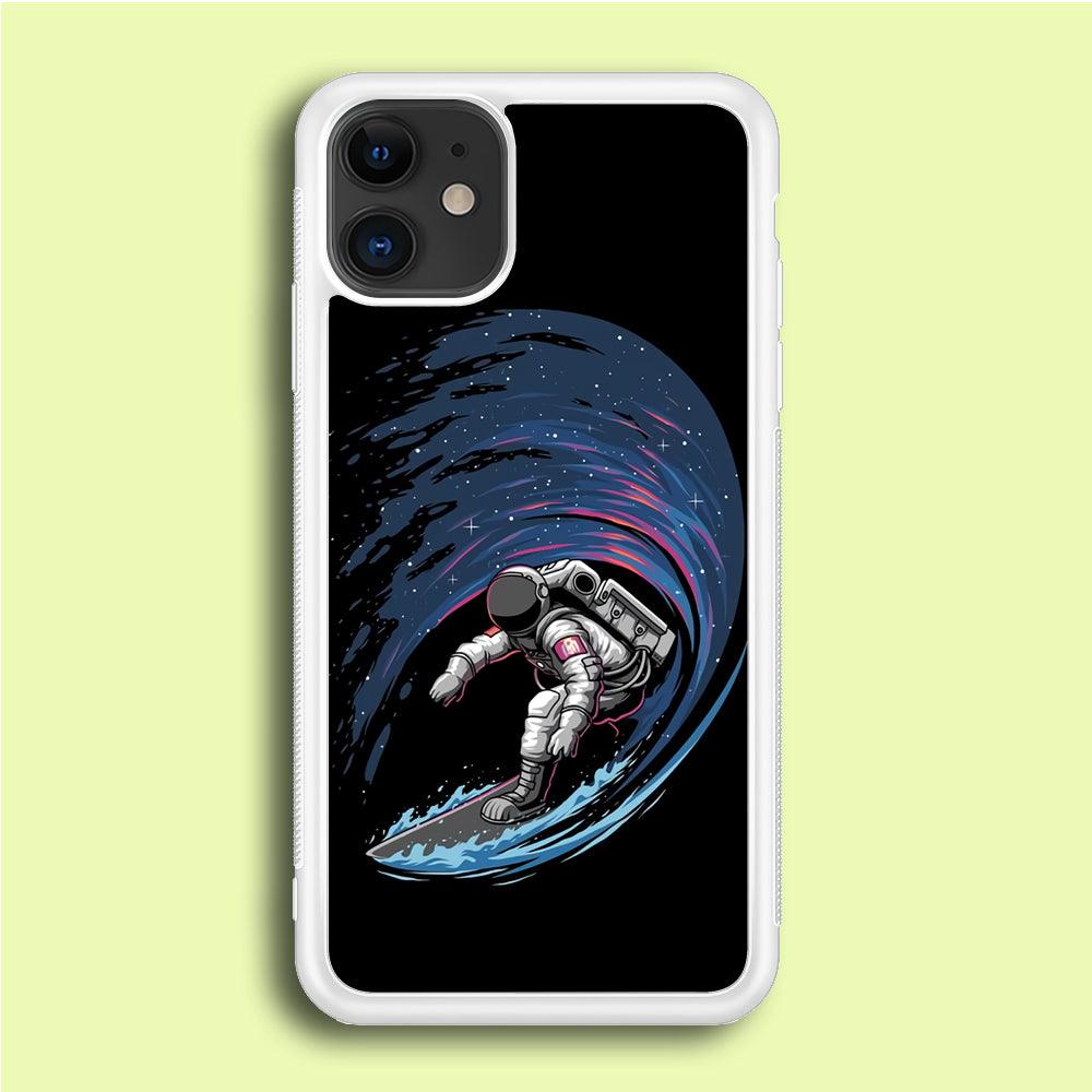 Astronaut Surfing The Sky iPhone 12 Mini Case-Rubber / White (2D Case)-Xtracase