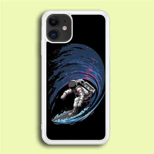 Astronaut Surfing The Sky iPhone 12 Mini Case-Rubber / White (2D Case)-Xtracase