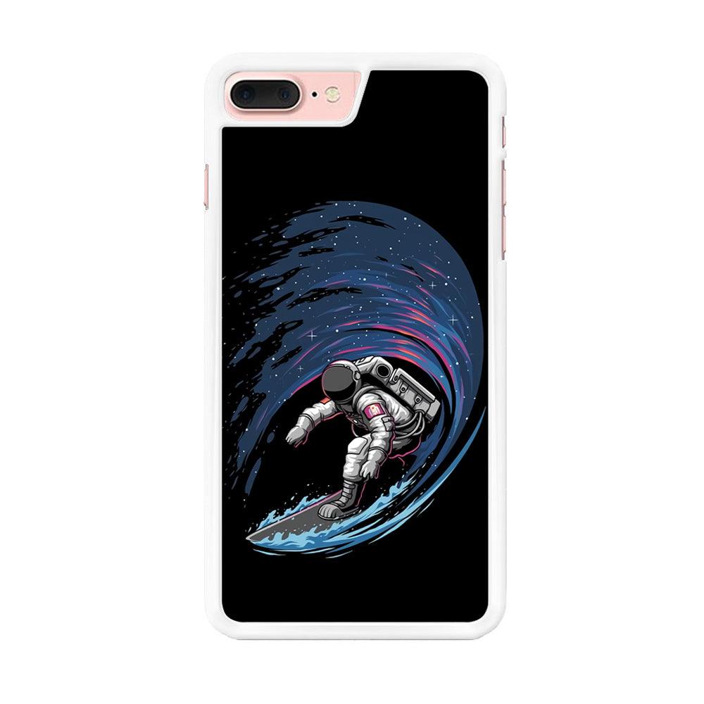 Astronaut Surfing The Sky iPhone 8 Plus Case-Rubber / White (2D Case)-Xtracase