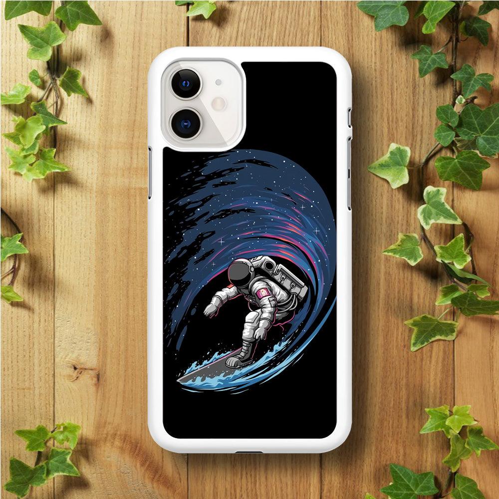 Astronaut Surfing The Sky iPhone 11 Case-Rubber / White (2D Case)-Xtracase