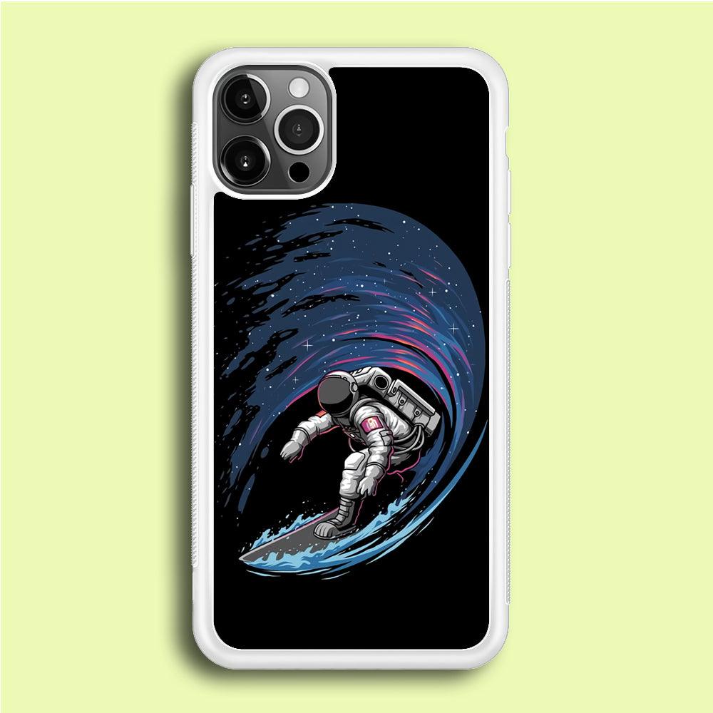 Astronaut Surfing The Sky iPhone 12 Pro Max Case-Rubber / White (2D Case)-Xtracase