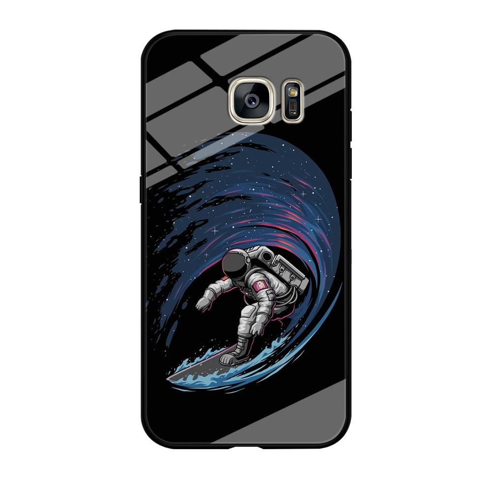 Astronaut Surfing The Sky Samsung Galaxy S7 Edge Case-Tempered Glass Case-Xtracase