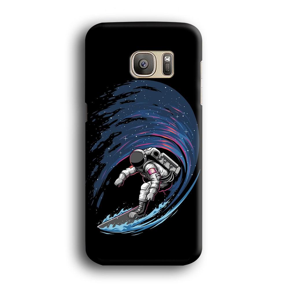Astronaut Surfing The Sky Samsung Galaxy S7 Edge Case-Plastic / Full Wrap (3D Case)-Xtracase