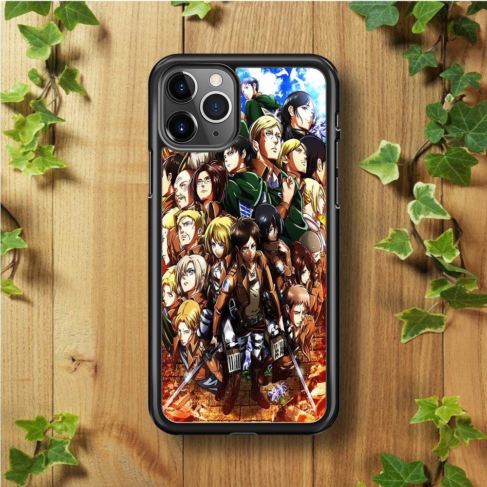 Attack On Titan Survey Corps Team iPhone 11 Pro Max Case-Rubber / Black (2D Case)-Xtracase