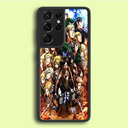 Attack On Titan Survey Corps Team Samsung Galaxy S21 Ultra Case-Rubber / White (2D Case)-Xtracase