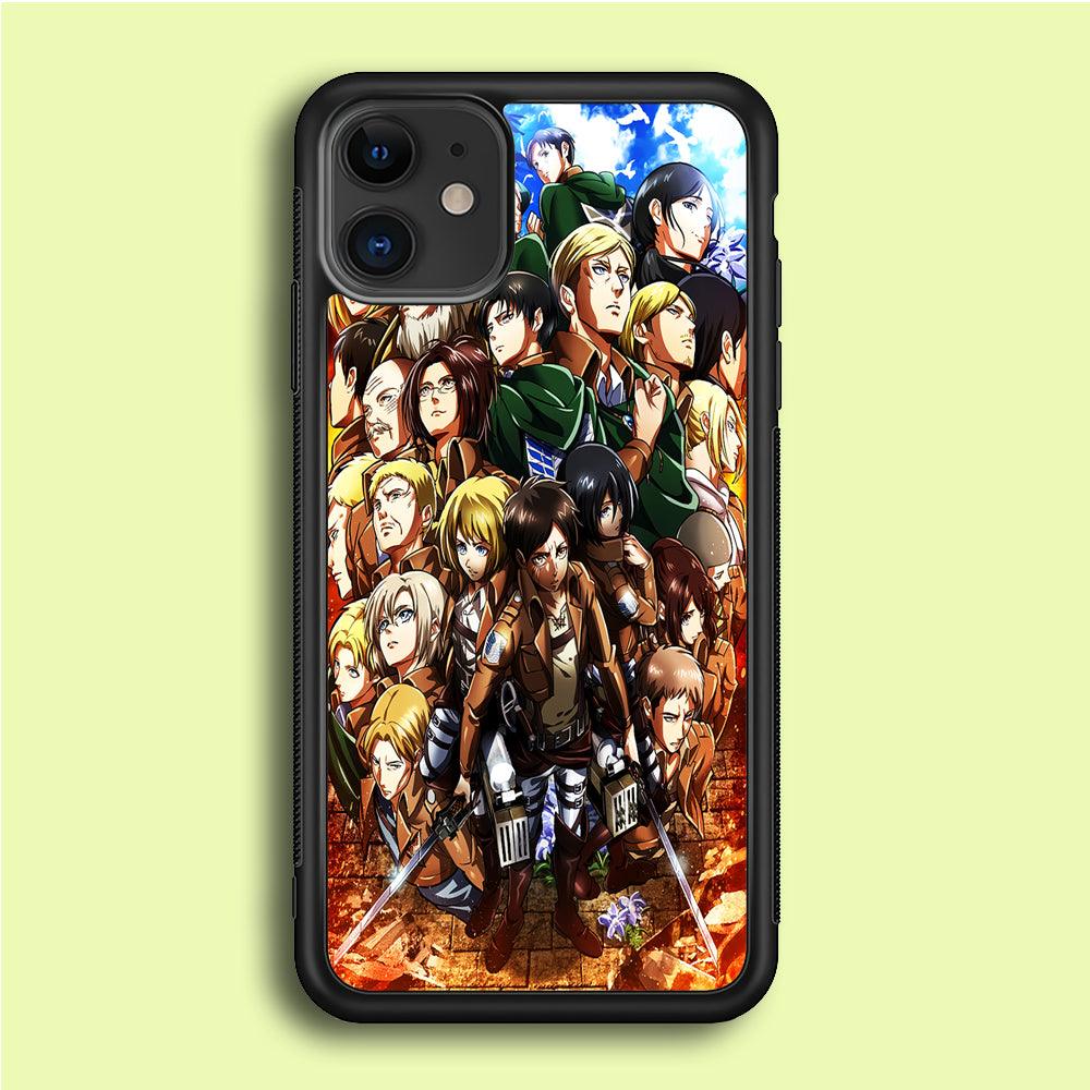 Attack On Titan Survey Corps Team iPhone 12 Case-Rubber / Black (2D Case)-Xtracase