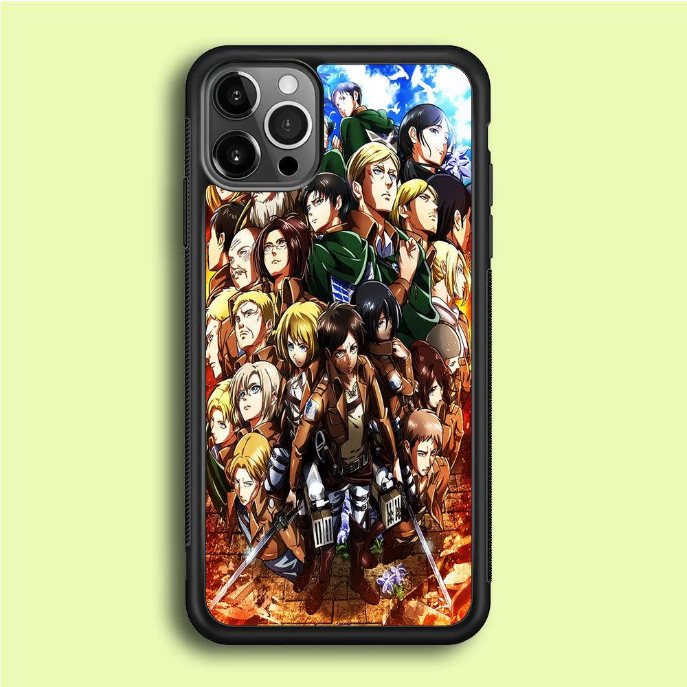 Attack On Titan Survey Corps Team iPhone 12 Pro Case-Rubber / Black (2D Case)-Xtracase