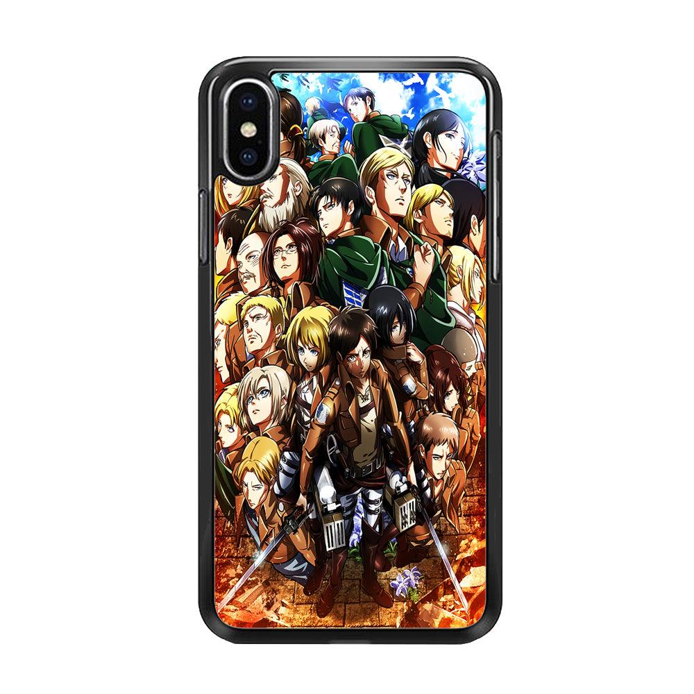 Attack On Titan Survey Corps Team iPhone Xs Case-Rubber / Black (2D Case)-Xtracase