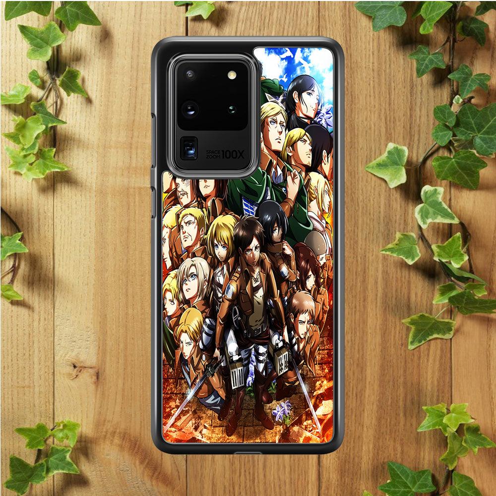 Attack On Titan Survey Corps Team Samsung Galaxy S20 Ultra Case-Rubber / White (2D Case)-Xtracase