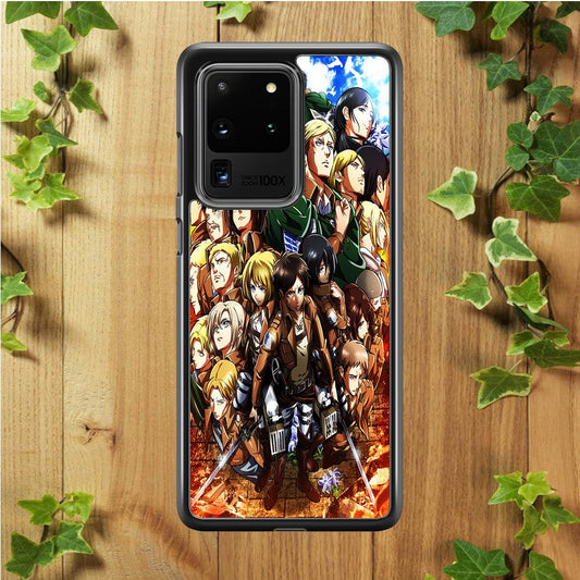 Attack On Titan Survey Corps Team Samsung Galaxy S20 Ultra Case-Rubber / White (2D Case)-Xtracase