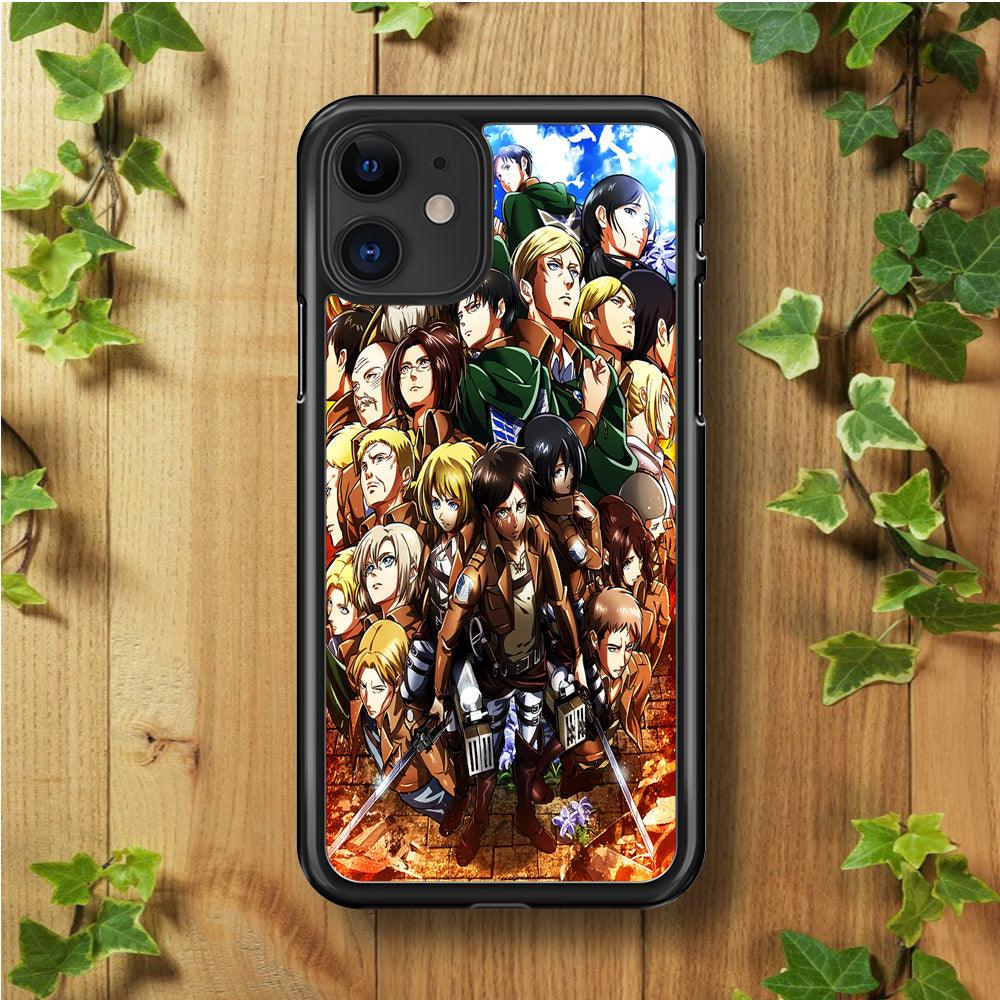 Attack On Titan Survey Corps Team iPhone 11 Case-Rubber / Black (2D Case)-Xtracase