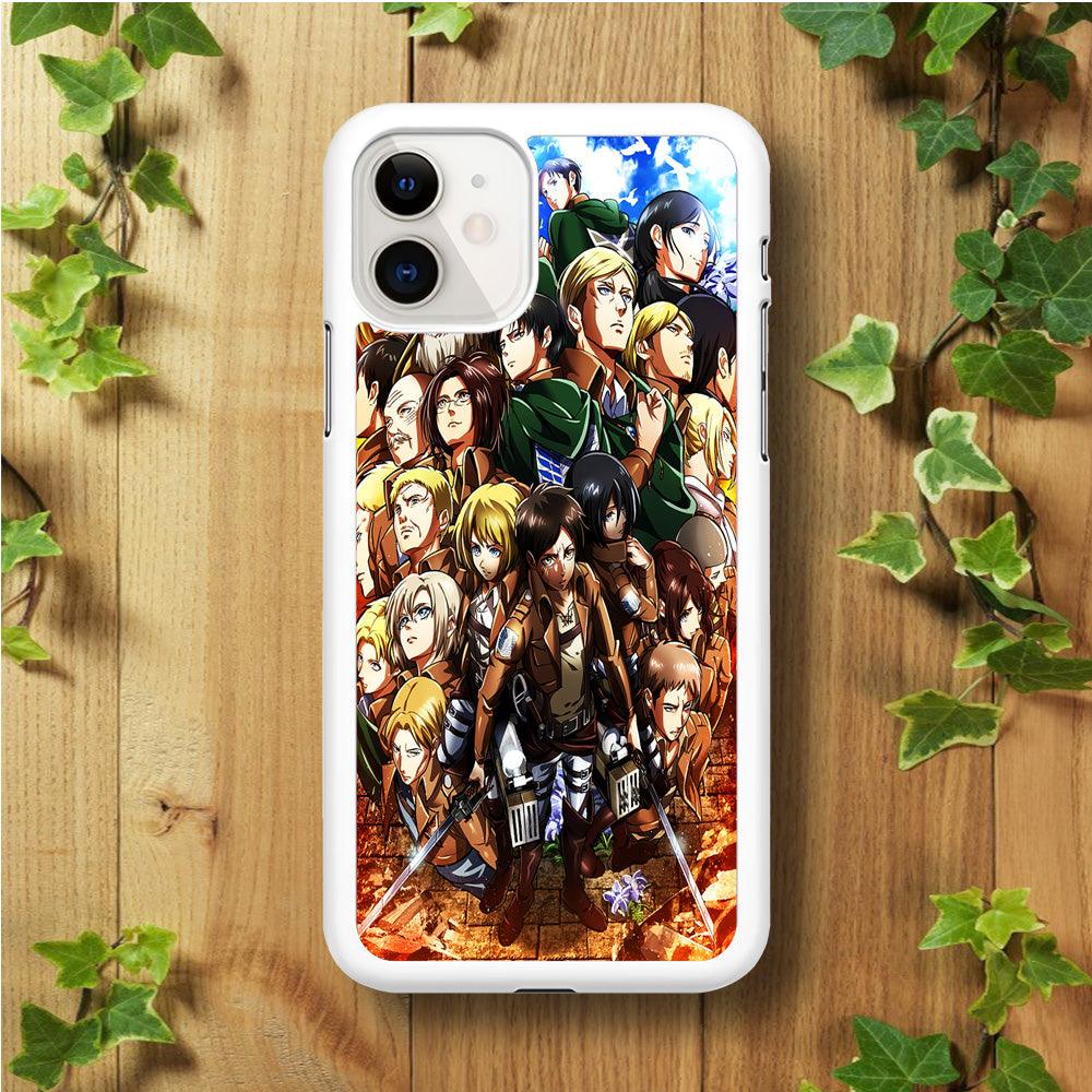 Attack On Titan Survey Corps Team iPhone 11 Case-Rubber / White (2D Case)-Xtracase