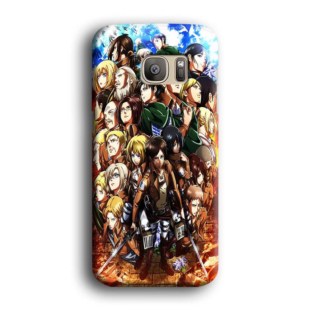 Attack On Titan Survey Corps Team Samsung Galaxy S7 Edge Case-Plastic / Full Wrap (3D Case)-Xtracase
