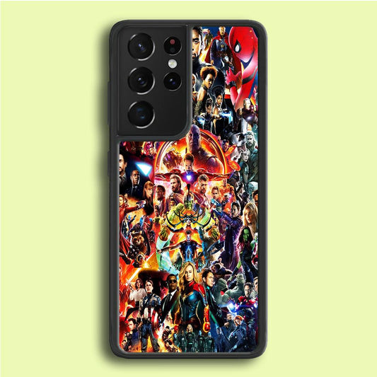 Avengers All Characters Samsung Galaxy S21 Ultra Case-Rubber / Black (2D Case)-Xtracase