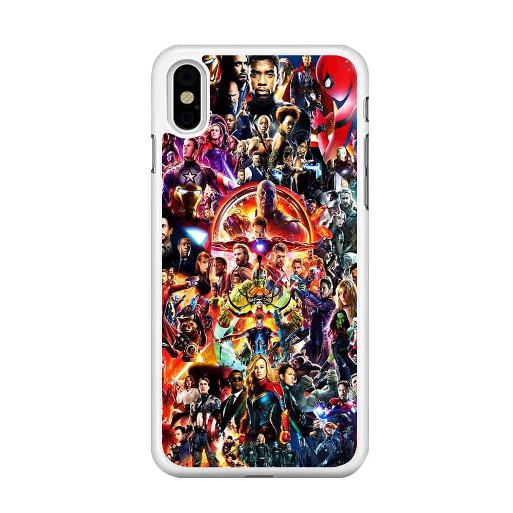 Avengers All Characters iPhone Xs Case-Rubber / White (2D Case)-Xtracase