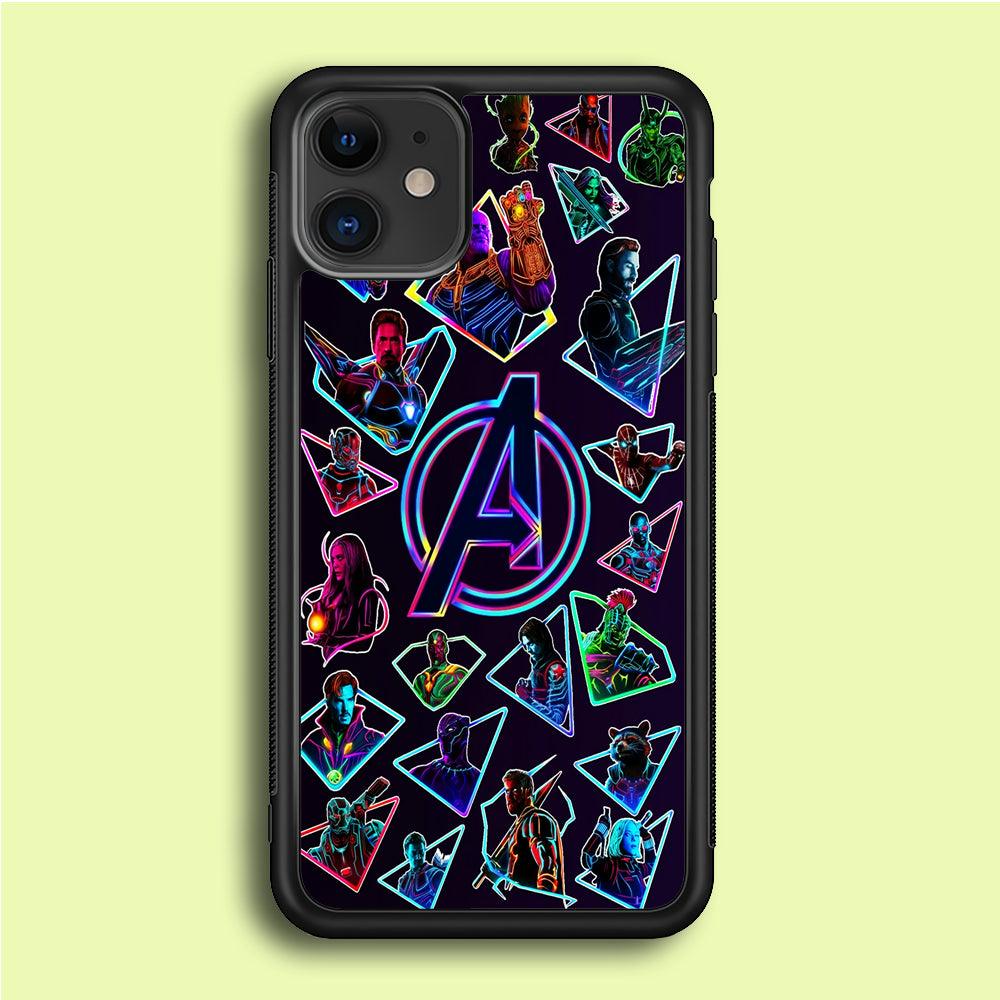 Avengers Characters Purple iPhone 12 Mini Case-Rubber / Black (2D Case)-Xtracase