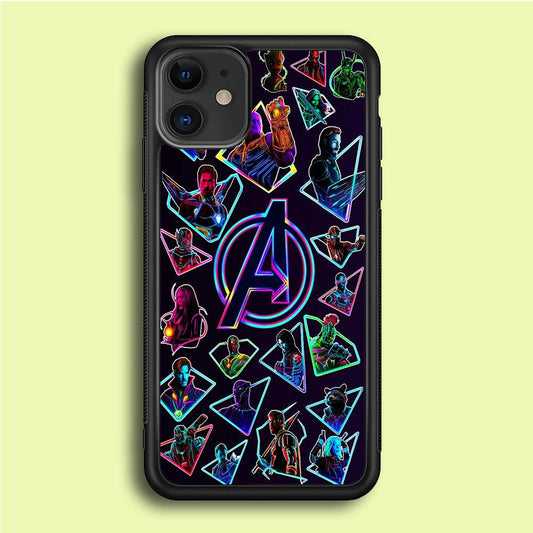 Avengers Characters Purple iPhone 12 Mini Case-Rubber / Black (2D Case)-Xtracase