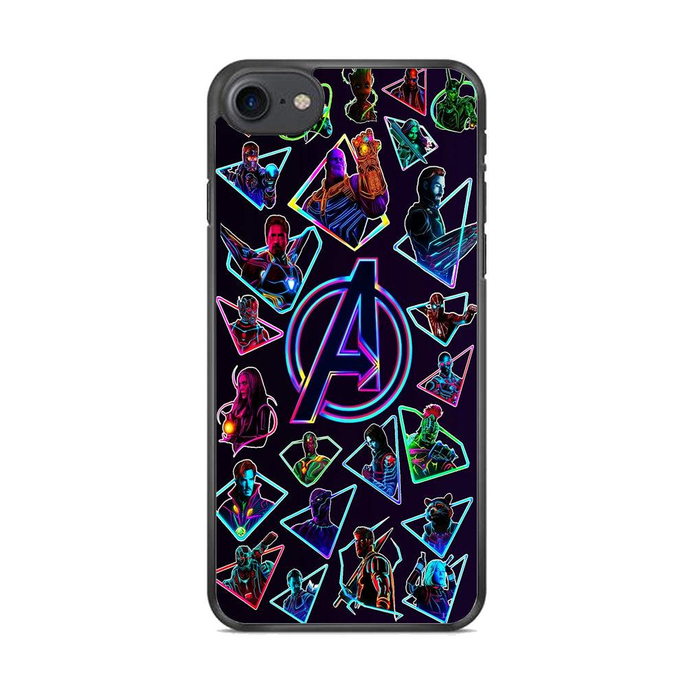 Avengers Characters Purple iPhone 8 Case-Rubber / Black (2D Case)-Xtracase
